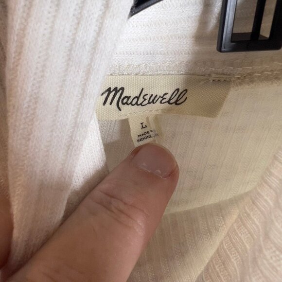 Madewell $55 Ribbed Turtleneck Long-Sleeve Tee Cream Size L NT768 - Picture 5 of 5